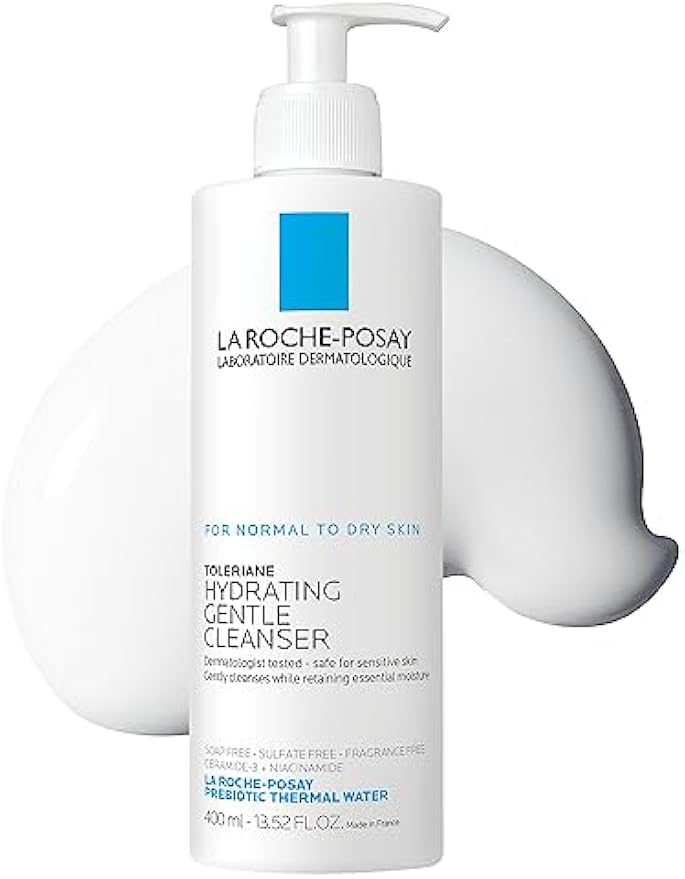 La Roche-Posay Toleriane Hydrating Gentle Face Cleanser, Hydrating Facial Cleanser With Niacinamide + Ceramides, Daily Face Wash For Dry Skin To Normal Skin, Sensitive Skin Tested, Fragrance Free