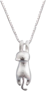 S.Leaf 925 Sterling Silver Cat Necklace Jewelry for Women Trendy Dainty Charm Pendant Necklaces Best Friend Birthday Gifts for Her Sister Mom Wife Womens