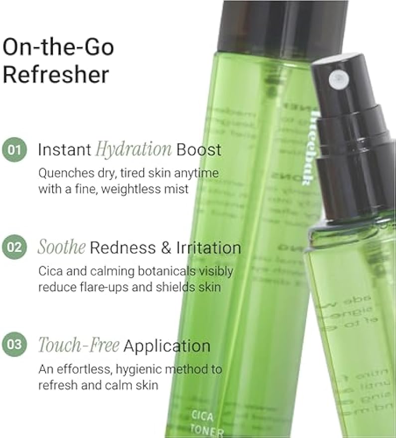 Meebak CICA Toner Spray | Korean Face Mist | Facial Spray with Centella Asiatica & Vitamin E | Soothing Face Toner for Sensitive, Oily, and Combination Skin | 4 fl oz