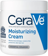 CeraVe Moisturizing Cream, Body and Face Moisturizer for Dry Skin, Body Cream with Hyaluronic Acid and Ceramides, Daily Moisturizer, Oil-Free, Fragrance Free, Non-Comedogenic, 19 Ounce