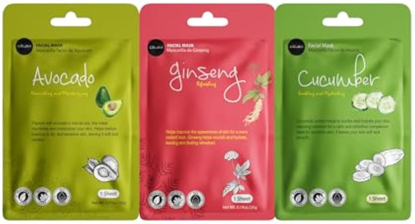 Celavi Essence Facial Sheet Face Mask Variety Set Classic Authentic Korean Moisturizing Skincare (12-Packs)