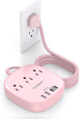 Flat Plug Power Strip, 6ft Ultra Flat Extension Cord - 3 Outlets 4 USB Ports (2 USB C) 22.5W/4.5A Desktop Charging Station, Power Strip No Surge Protection for Cruise Ship, Dorm Room Travel Essentials