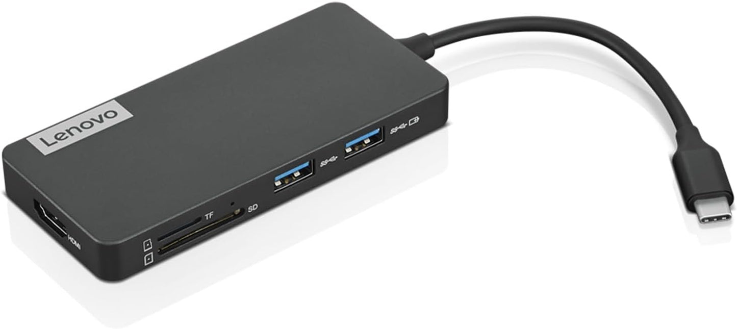 Lenovo – USB-C 7-in-1 Hub – Computer Networking Laptop Accessory – Laptop Docking Station - 4K via HDMI, 3 USB-A devices, 2 SD/TF Card Readers USB-C Power Pass Through