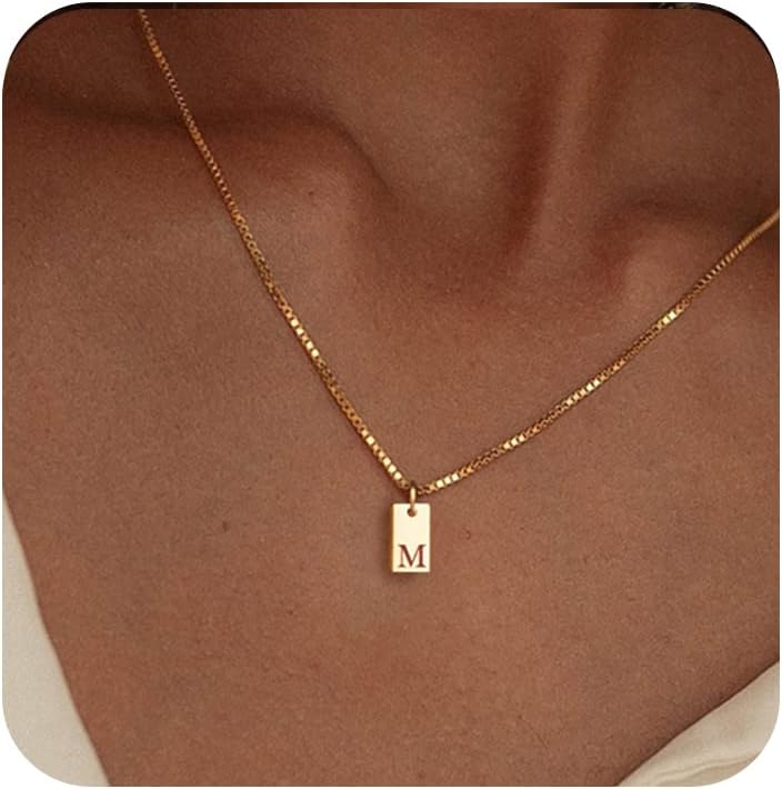 Stocking Stuffers Initial Necklaces for Women 14K Gold Plated Letter Necklace Dainty Name Pendant Necklace Personalized Christmas Gifts for Women Trendy Gold Jewelry
