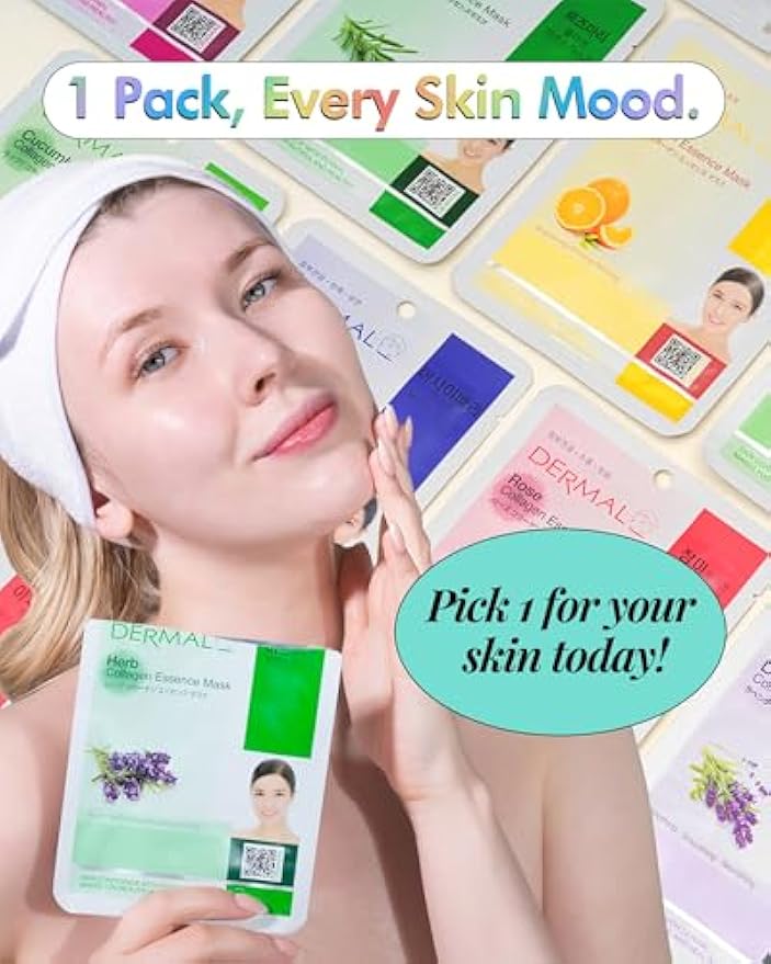 DERMAL 24 Combo Pack Made in Korea Facial Mask – 20+ Years of K-Beauty Experience, Premium Quality Korean Sheet Masks for Daily Skincare Routine