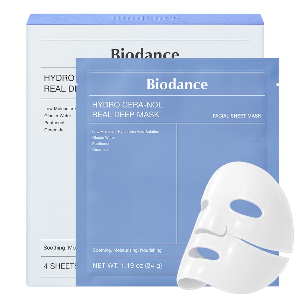 BIODANCE Bio-Collagen Real Deep Mask, Hydrating Overnight Hydrogel Mask, Pore Minimizing, Elasticity, Plumping Improvement, Korean Skincare, Stocking Stuffers for Teen Girls | 1.19oz(34g) x 4ea