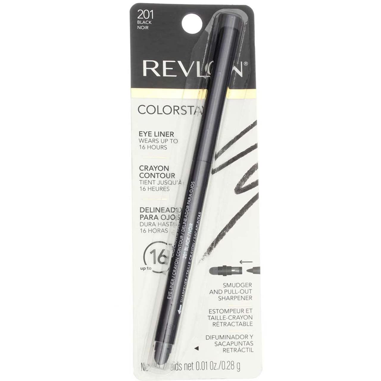 Revlon ColorStay Pencil Waterproof Eyeliner, Smudge-Proof, Eye Makeup with Built-In Sharpener, Stocking Stuffer for Women, 201 Black, 2 pack