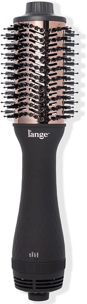 L'ANGE HAIR Le Volume 2-in-1 Titanium Blow Dryer Brush | Hot Air Brush for Hair Drying & Styling | Ionic Oval Barrel for Smooth, Frizz-Free Volume | (Blush – 60mm)