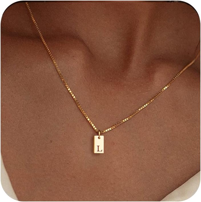 Stocking Stuffers Initial Necklaces for Women 14K Gold Plated Letter Necklace Dainty Name Pendant Necklace Personalized Christmas Gifts for Women Trendy Gold Jewelry