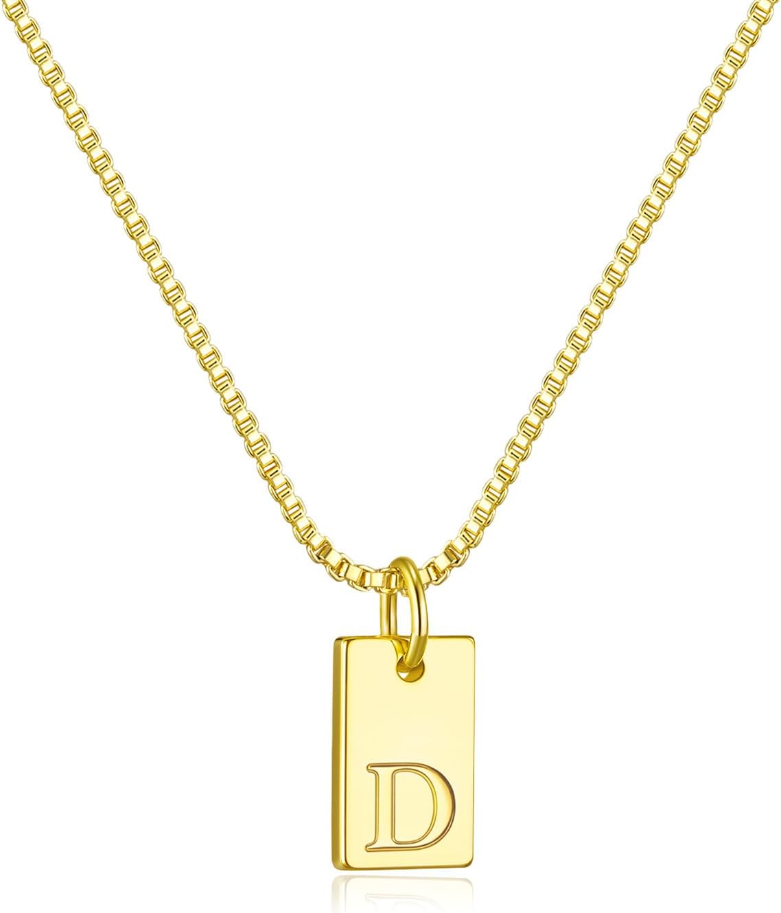 Stocking Stuffers Initial Necklaces for Women 14K Gold Plated Letter Necklace Dainty Name Pendant Necklace Personalized Christmas Gifts for Women Trendy Gold Jewelry