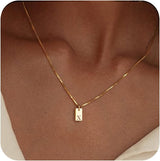Stocking Stuffers Initial Necklaces for Women 14K Gold Plated Letter Necklace Dainty Name Pendant Necklace Personalized Christmas Gifts for Women Trendy Gold Jewelry