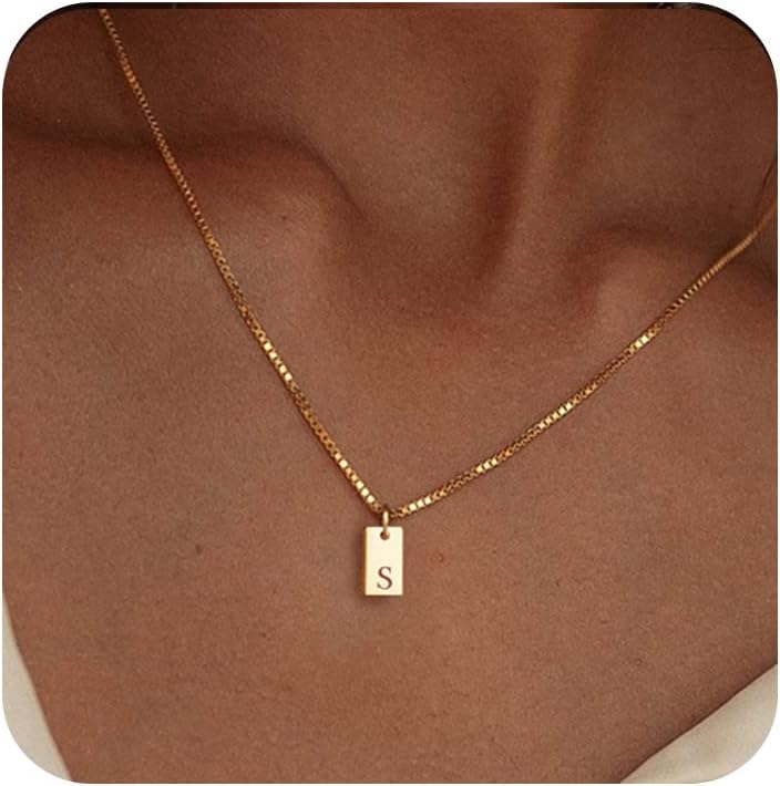 Stocking Stuffers Initial Necklaces for Women 14K Gold Plated Letter Necklace Dainty Name Pendant Necklace Personalized Christmas Gifts for Women Trendy Gold Jewelry