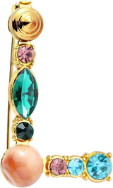 RINHOO Crystal Pearl Initial Brooch Gold Plated Enamel Colorful Letter Alphabet Breastpin Pin Jewelry for GIFTS