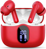 Wireless Earbuds, Bluetooth 5.4 Headphones Bass Stereo, Ear Buds with Noise Cancelling Mic, LED Display in Ear Earphones Clear Calls, IP7 Waterproof Bluetooth Earbuds for Laptop/Phones/Sports, Black