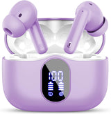 Wireless Earbuds, Bluetooth 5.4 Headphones Bass Stereo, Ear Buds with Noise Cancelling Mic, LED Display in Ear Earphones Clear Calls, IP7 Waterproof Bluetooth Earbuds for Laptop/Phones/Sports, Black