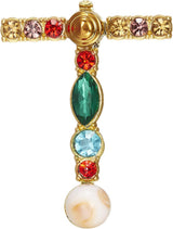 RINHOO Crystal Pearl Initial Brooch Gold Plated Enamel Colorful Letter Alphabet Breastpin Pin Jewelry for GIFTS