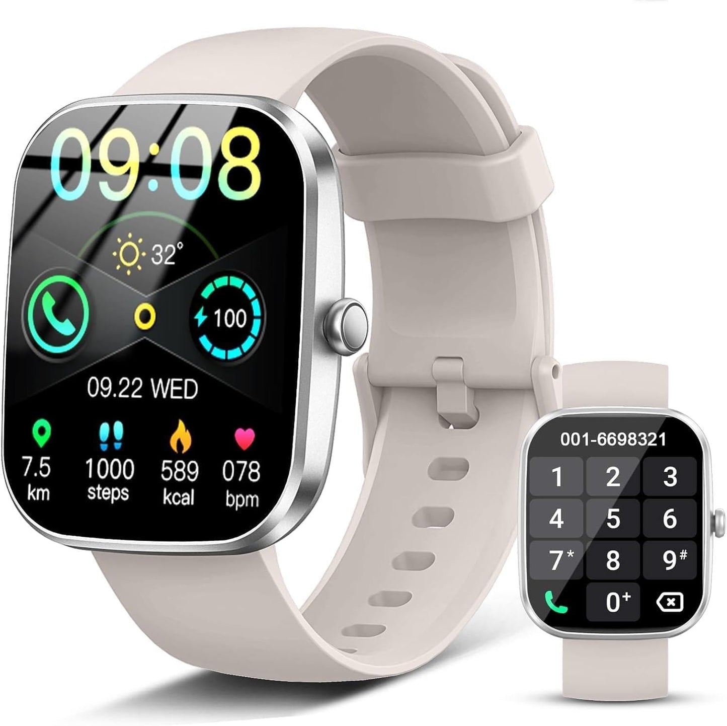 Smart Watch(Answer/Make Call), 1.91" Smartwatch for Men Women,2025 Fitness Watch with 110+ Sport Modes, Fitness Activity Tracke with Pedometer/Sleep Monitor/Heart Rate/IP68 Waterproof,for Android iOS