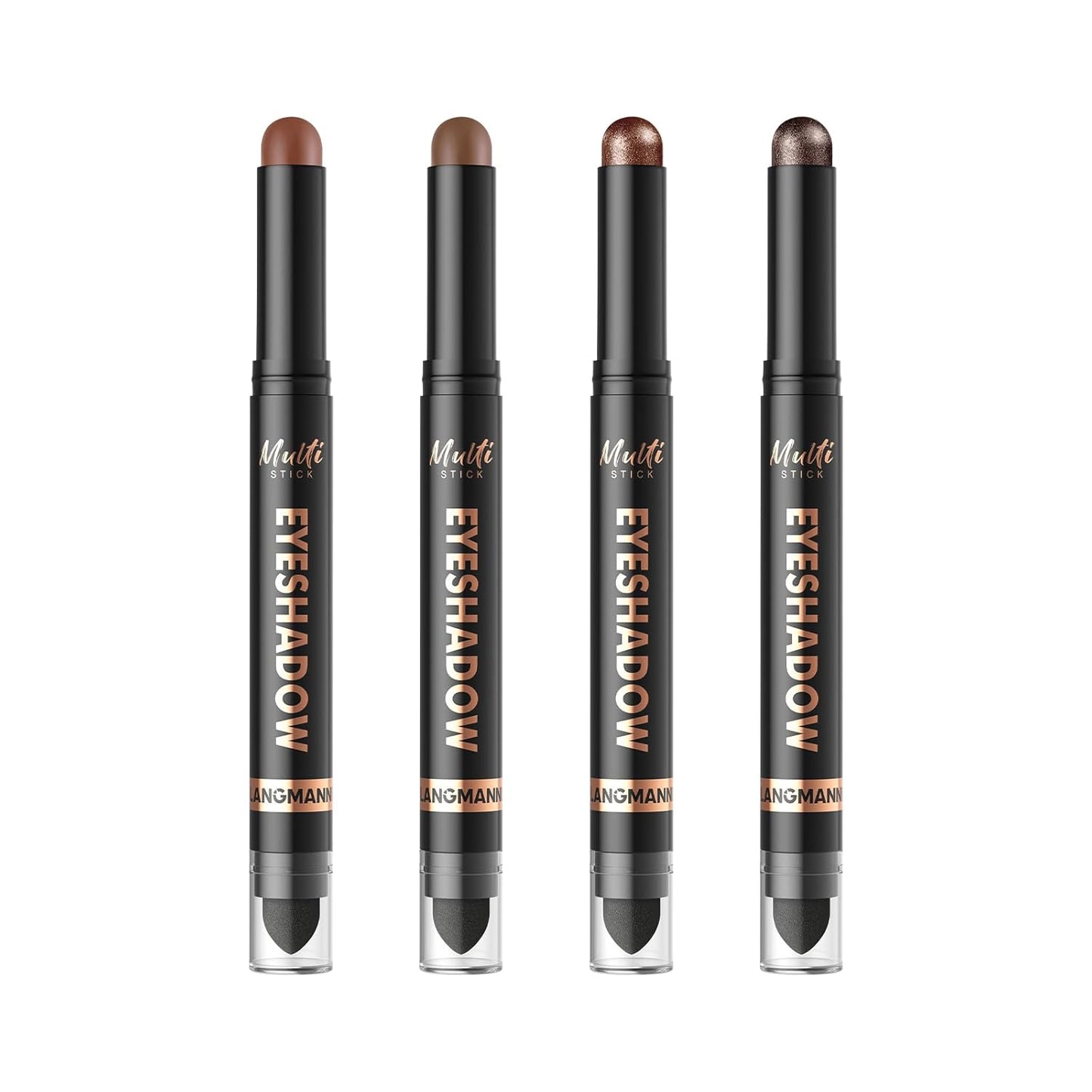 LANGMANNI 8Colors Dual-Ended Cream Eyeshadow Stick Set – Silky Smooth, Waterproof & Transfer-Proof, Built-in Blender Brush, All-Day Matte & Shimmer Wear Eye Makeup(#A)