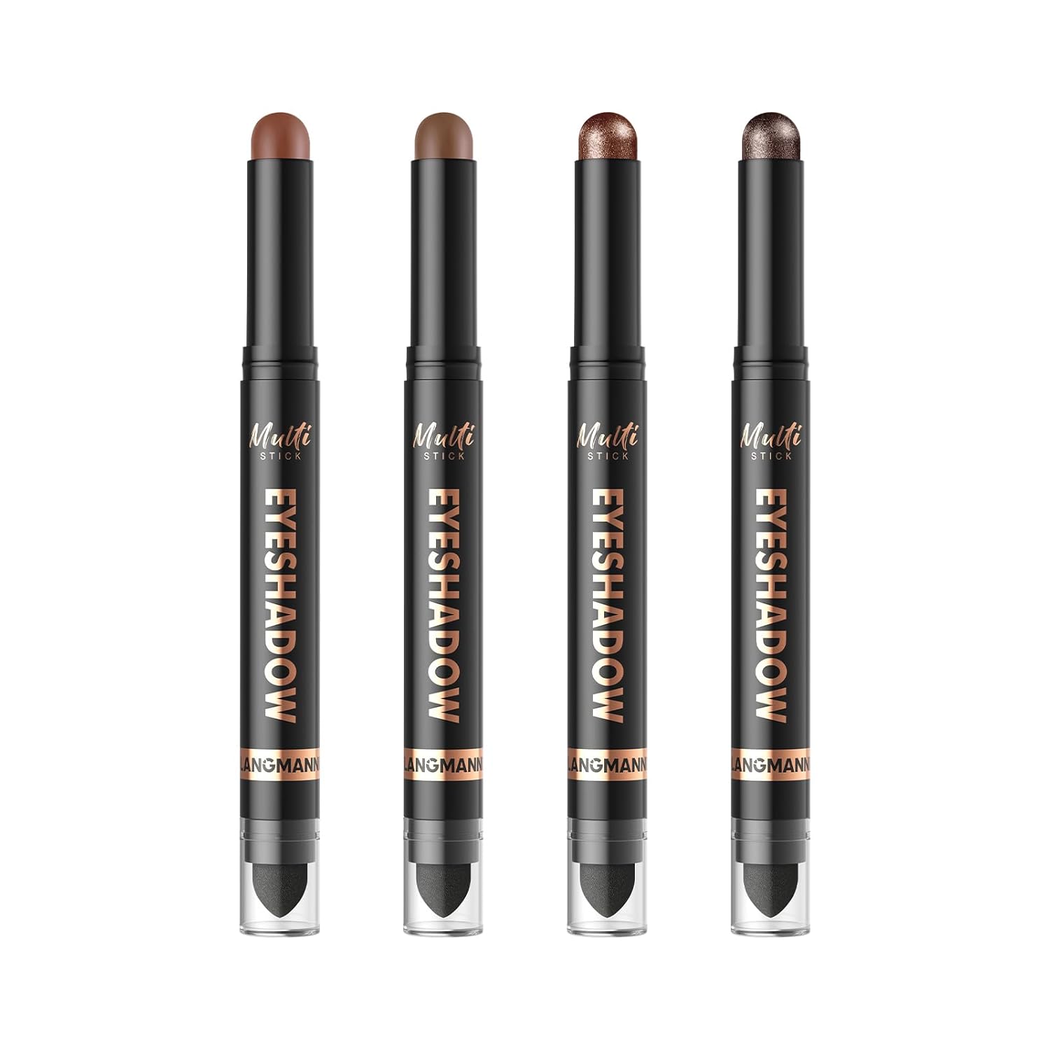 LANGMANNI 8Colors Dual-Ended Cream Eyeshadow Stick Set – Silky Smooth, Waterproof & Transfer-Proof, Built-in Blender Brush, All-Day Matte & Shimmer Wear Eye Makeup(#A)
