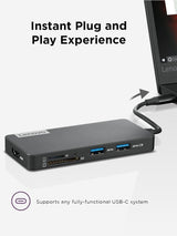 Lenovo – USB-C 7-in-1 Hub – Computer Networking Laptop Accessory – Laptop Docking Station - 4K via HDMI, 3 USB-A devices, 2 SD/TF Card Readers USB-C Power Pass Through