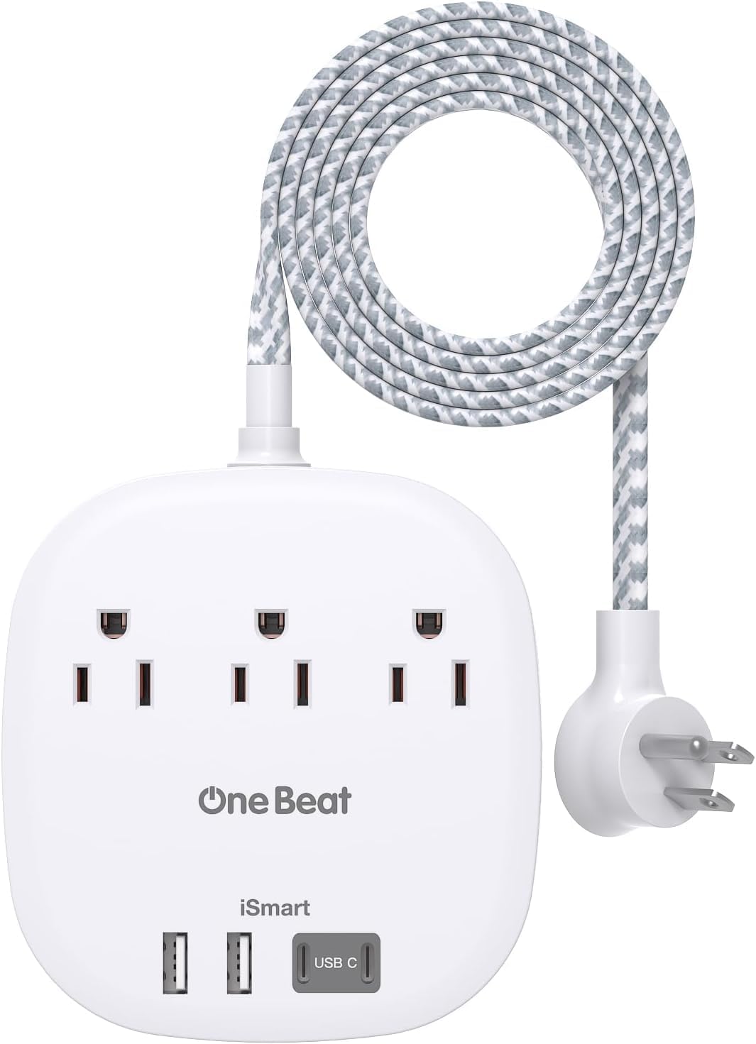 Flat Plug Power Strip, 6ft Ultra Flat Extension Cord - 3 Outlets 4 USB Ports (2 USB C) 22.5W/4.5A Desktop Charging Station, Power Strip No Surge Protection for Cruise Ship, Dorm Room Travel Essentials