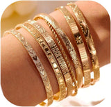 ÌF ME Gold Bangle Bracelets for Women, Indian Bangles Stackable Set, Multi Layer Textured 14K Gold Plated Chunky Bracelets Boho Jewelrys Set