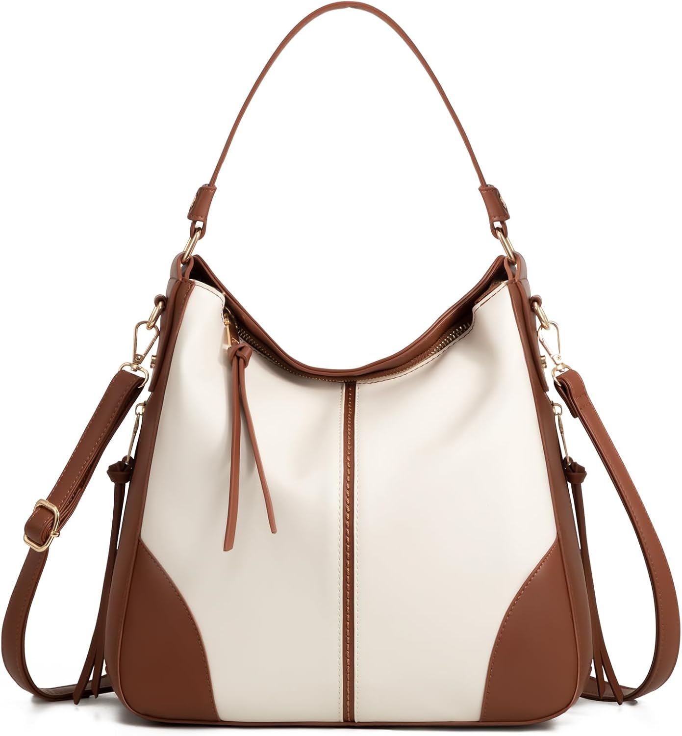 Realer Hobo Crossbody Bags for Women Designer Faux Leather Hobo Handbags Retro Large Size Shoulder Bag Bucket Purse