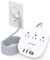 Flat Plug Power Strip, 6ft Ultra Flat Extension Cord - 3 Outlets 4 USB Ports (2 USB C) 22.5W/4.5A Desktop Charging Station, Power Strip No Surge Protection for Cruise Ship, Dorm Room Travel Essentials