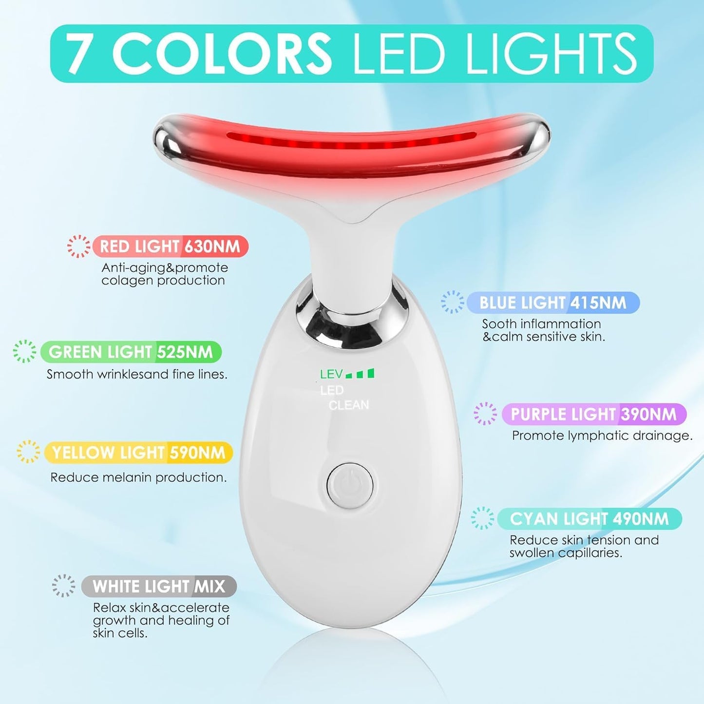 Facial Massager Face and Neck, Face  culpting Wand Tool with 7 Color - Birthday, Christmas, Mothers Day, Valentines Day Gifts for Her Women Mom Best Friend Wife Teacher (White)