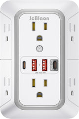 JcBlaon Outlet Extender Surge Protector - 6 Outlet Splitter with 4 USB Ports (2 USB C), Multiple Plug Expander Wall Charger, 3 Sided Multi Plug Wall Adapter Power Strip for Home Office Kitchen Travel