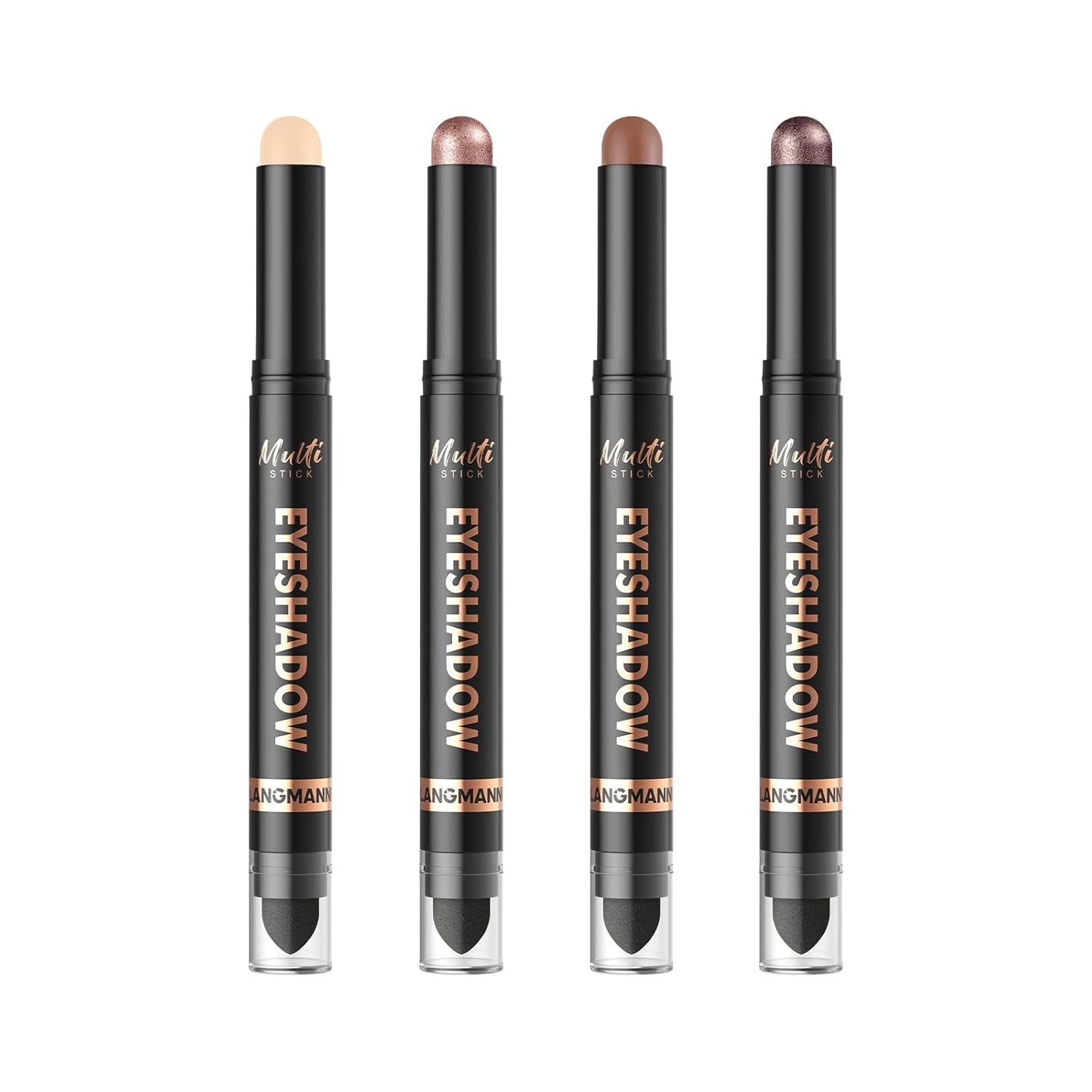 LANGMANNI 8Colors Dual-Ended Cream Eyeshadow Stick Set – Silky Smooth, Waterproof & Transfer-Proof, Built-in Blender Brush, All-Day Matte & Shimmer Wear Eye Makeup(#A)