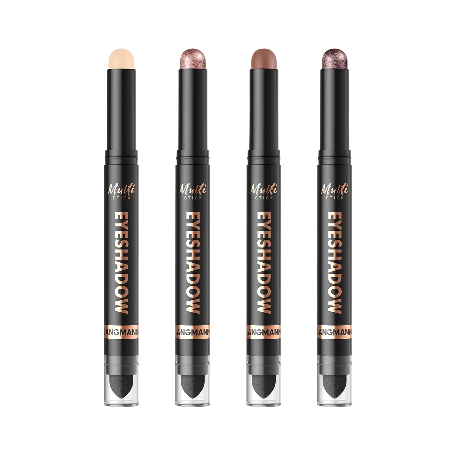 LANGMANNI 8Colors Dual-Ended Cream Eyeshadow Stick Set – Silky Smooth, Waterproof & Transfer-Proof, Built-in Blender Brush, All-Day Matte & Shimmer Wear Eye Makeup(#A)