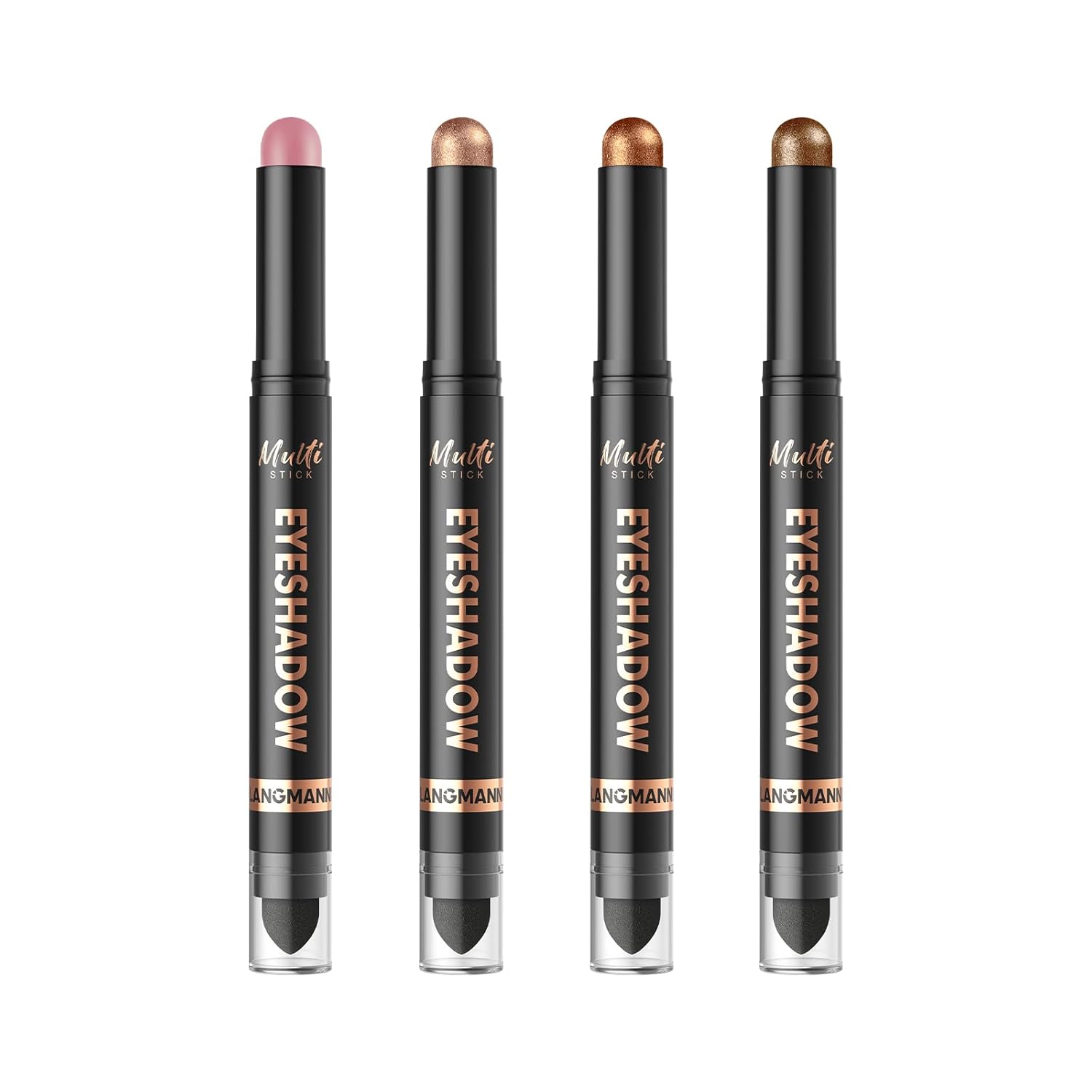 LANGMANNI 8Colors Dual-Ended Cream Eyeshadow Stick Set – Silky Smooth, Waterproof & Transfer-Proof, Built-in Blender Brush, All-Day Matte & Shimmer Wear Eye Makeup(#A)