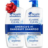 Head & Shoulders Anti-Dandruff Shampoo, Classic Clean Shampoo Twin Pack, 1% Pyrithione Zinc, Flake Control, Scalp Care, Color-Safe, Daily Use, Deep Clean, 32.1 fl oz Each