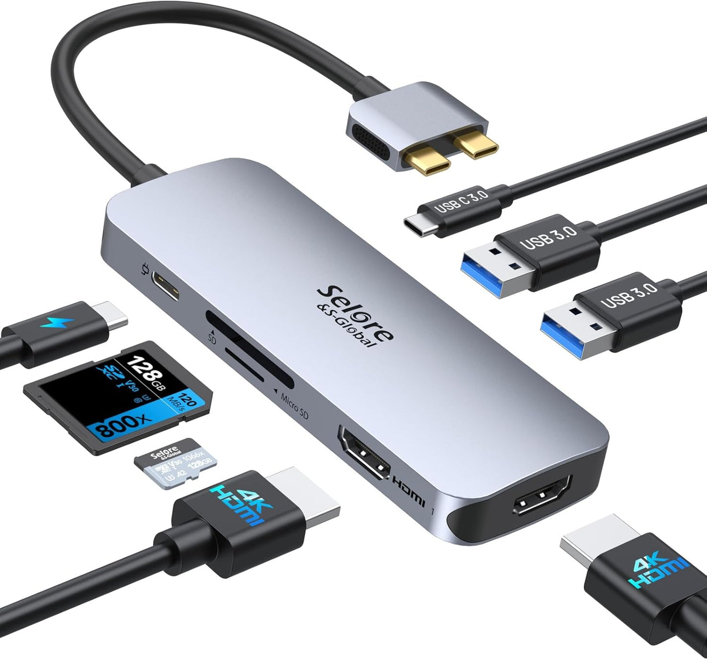USB C Adapter for MacBook Pro/Air M1 M2 M3 2021 2020 2019 13" 15" 16", 6 in 1 USB-C Hub MacBook Pro Accessories with 3 USB 3.0 Ports,USB C to SD/TF Card Reader and 100W Thunderbolt 3 PD Port
