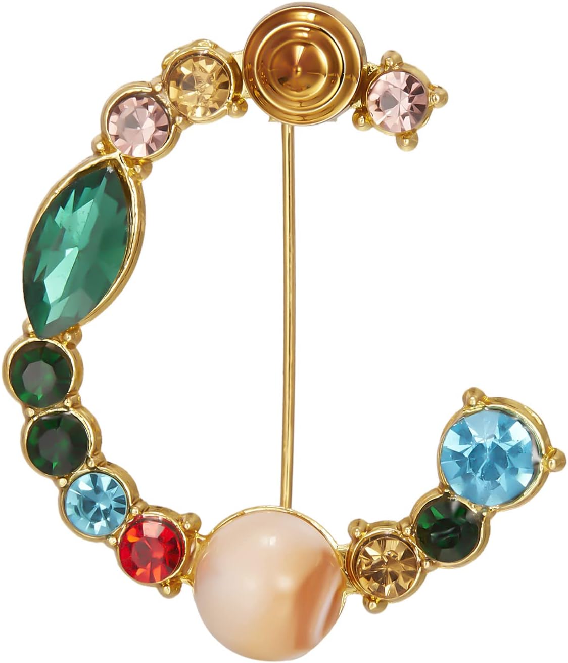RINHOO Crystal Pearl Initial Brooch Gold Plated Enamel Colorful Letter Alphabet Breastpin Pin Jewelry for GIFTS