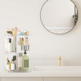 Rotating Makeup Organizer, DIY 8 Adjustable Layers Spinning Skincare Organizer, Cosmetic Display Case with Brush Holder Perfume Tray, Multi-Function Storage Carousel for Vanity Bathroom Countertop