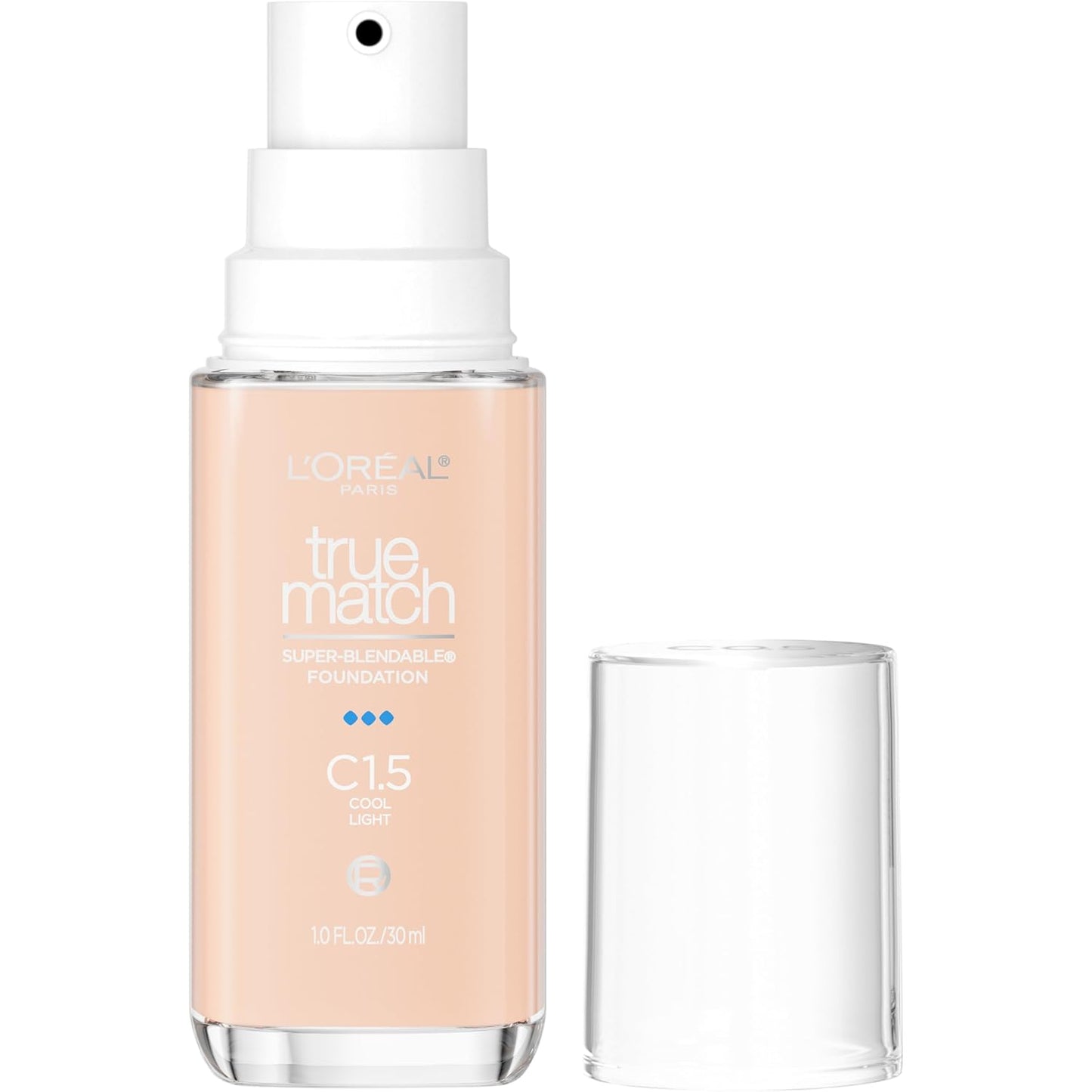 L'Oreal Paris True Match Super-Blendable Foundation, Medium Coverage Liquid Foundation Makeup, N3, Light Medium, 1 Fl Oz