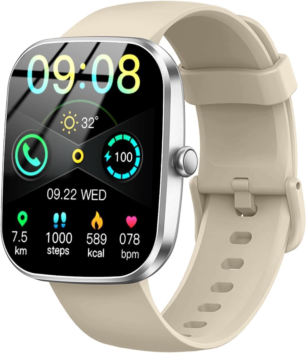 Smart Watch(Answer/Make Call), 1.91" Smartwatch for Men Women,2025 Fitness Watch with 110+ Sport Modes, Fitness Activity Tracke with Pedometer/Sleep Monitor/Heart Rate/IP68 Waterproof,for Android iOS