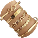 IFKM Gold Bangle Bracelets For Women, 14k Gold Plated Multi Layer Stackable Cuff Bracelet Set, Trendy Elegance Charms Non Tarnish Minimalist Textured Boho Jewelry Gift for Women