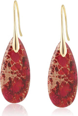 Natural Healing Stone Fishhoop Dangle Drop Earrings Statement Gold silver earrings