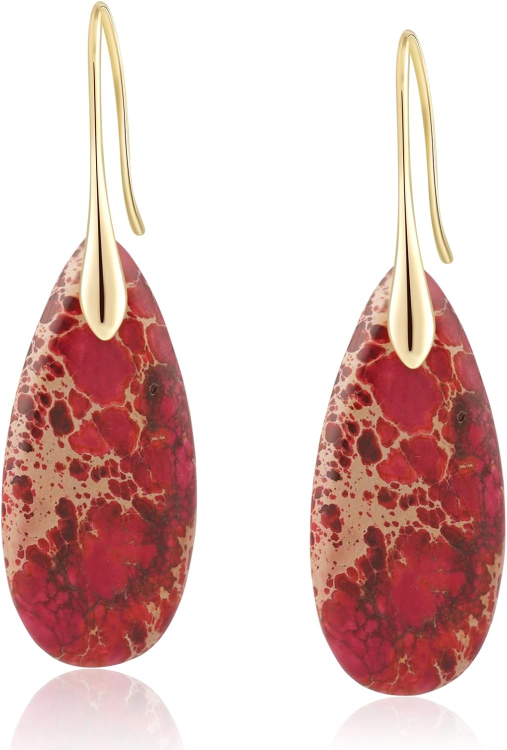 Natural Healing Stone Fishhoop Dangle Drop Earrings Statement Gold silver earrings