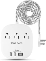 Flat Plug Power Strip, 6ft Ultra Flat Extension Cord - 3 Outlets 4 USB Ports (2 USB C) 22.5W/4.5A Desktop Charging Station, Power Strip No Surge Protection for Cruise Ship, Dorm Room Travel Essentials
