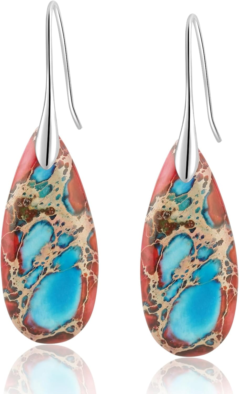 Natural Healing Stone Fishhoop Dangle Drop Earrings Statement Gold silver earrings