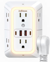 JcBlaon Outlet Extender Surge Protector - 6 Outlet Splitter with 4 USB Ports (2 USB C), Multiple Plug Expander Wall Charger, 3 Sided Multi Plug Wall Adapter Power Strip for Home Office Kitchen Travel