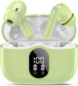 Wireless Earbuds, Bluetooth 5.4 Headphones Bass Stereo, Ear Buds with Noise Cancelling Mic, LED Display in Ear Earphones Clear Calls, IP7 Waterproof Bluetooth Earbuds for Laptop/Phones/Sports, Black