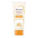 Aveeno Protect + Hydrate Sunscreen Moisturizing Lotion with Prebiotic Oat, Broad SPF60, Paraben, & Oil Free, Weightless, Water & Sweat Resistant (80-min) for Sensitive Skin, 12 Fl Oz