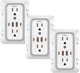 JcBlaon Outlet Extender Surge Protector - 6 Outlet Splitter with 4 USB Ports (2 USB C), Multiple Plug Expander Wall Charger, 3 Sided Multi Plug Wall Adapter Power Strip for Home Office Kitchen Travel