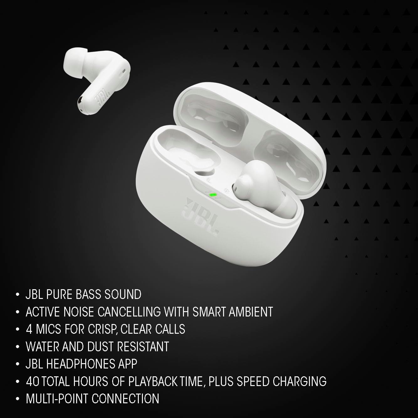 Vibe Beam 2 - True Wireless Noise Cancelling Earbuds with Pure Bass Sound & Smart Ambient technology, 4mics for crisp, clear calls, up to 40Hrs of Playback, IP54 Dust & Water resistant (Black)