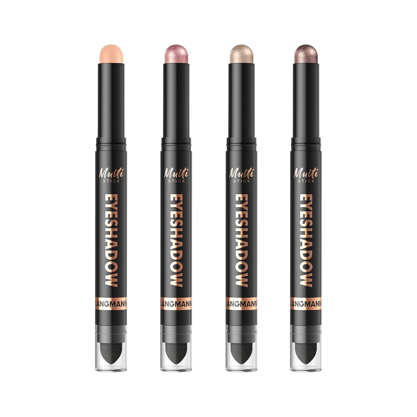 LANGMANNI 8Colors Dual-Ended Cream Eyeshadow Stick Set – Silky Smooth, Waterproof & Transfer-Proof, Built-in Blender Brush, All-Day Matte & Shimmer Wear Eye Makeup(#A)